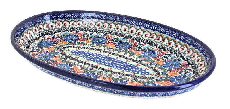 Blue Rose Polish Pottery Noel Nights Oval Platter