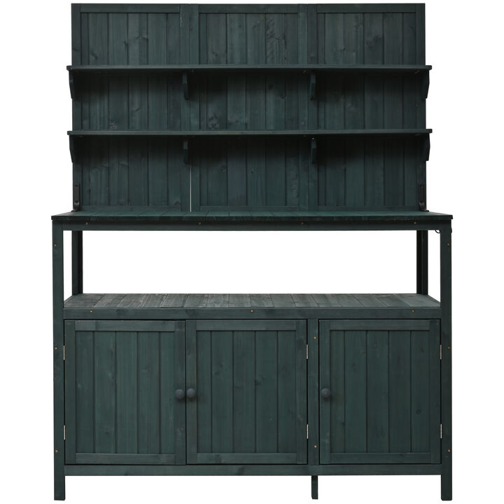Merax Potting Bench with Hutch Solid Fir Wood Garden Workstation