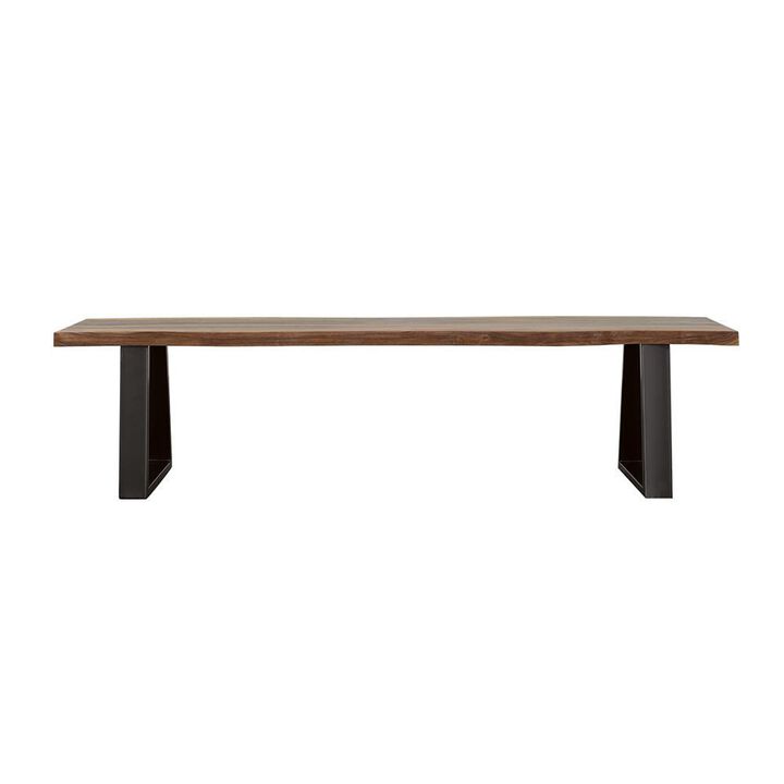 Coaster Ditman Live Edge Dining Bench Grey Sheesham and Black