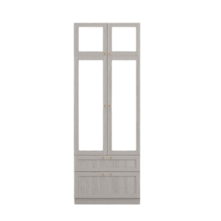FUFU&GAGA Wardrobe Closet with Hanging Rod, Shelves, and Drawers for Bedroom (31.5" W x 19.7" D x 86.6" H) Brown