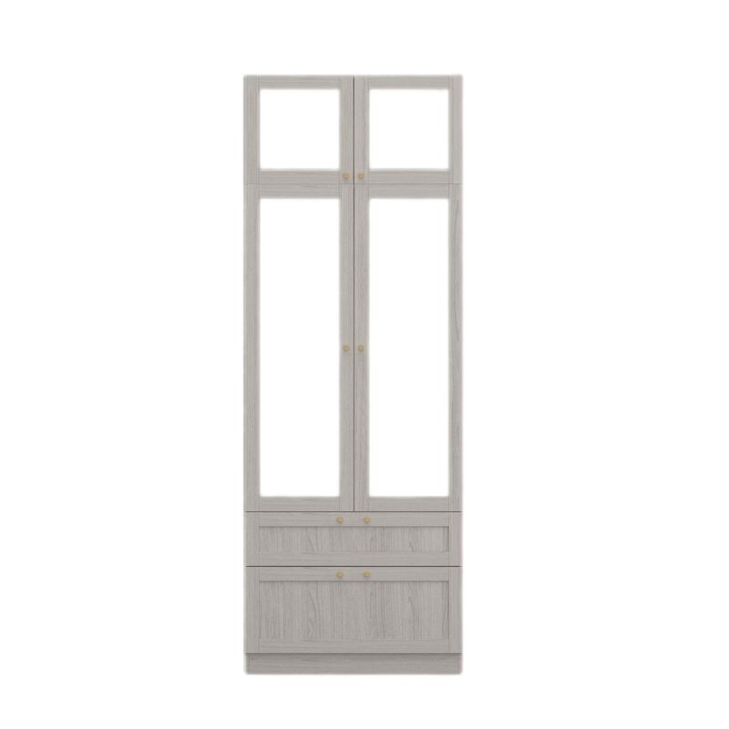 FUFU&GAGA Wardrobe Closet with Hanging Rod, Shelves, and Drawers for Bedroom (31.5" W x 19.7" D x 86.6" H) Brown