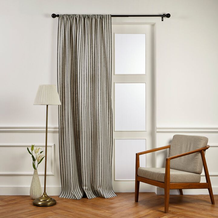 Solino Home 100% Pure Linen Madison Stripe Curtain for Thanksgiving, Christmas