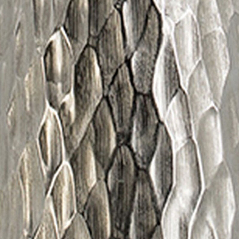 23 Inch Tall Oblong Vase, Diamond Textured, Tapered, Aluminum, Silver - Benzara