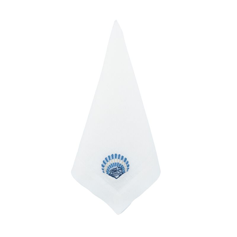 Linen Napkins With Blue Shells, Set of 4