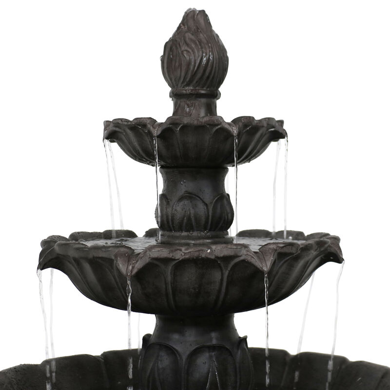 Sunnydaze Classic Tulip Polystone Outdoor 3-Tier Fountain
