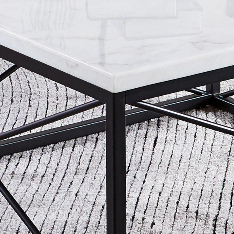 Skyler White Marble Top Rectangle Sofa Table