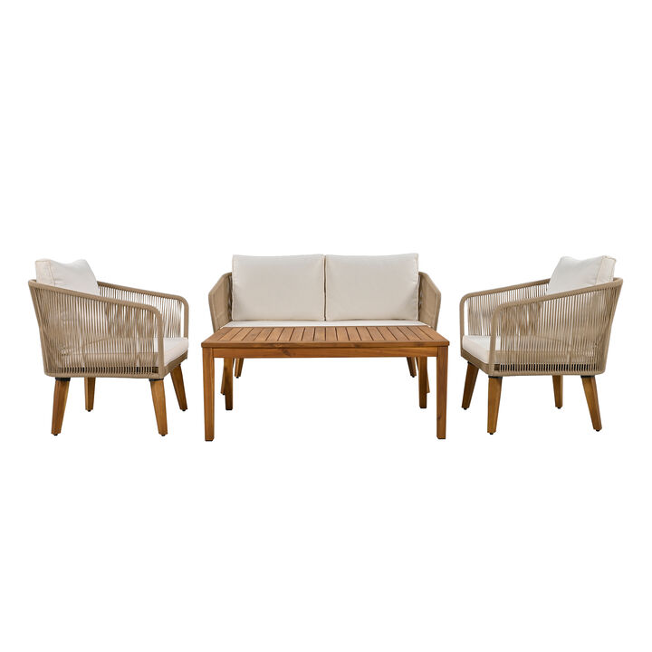 Whisen 4-Piece Patio Conversation Set, Outdoor Conversation Group with Cushions
