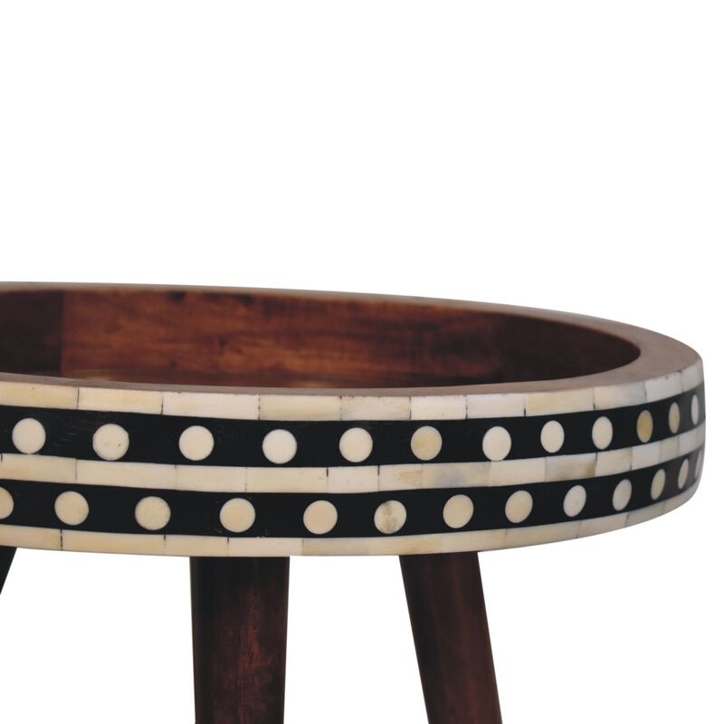 Artisan Furniture Solid Wood Honey Caramel Small Patterned Nordic Style End Table
