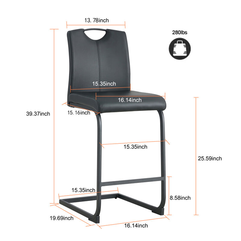 PU Chair Barstool Dining Counter Height Chair Set Of 2