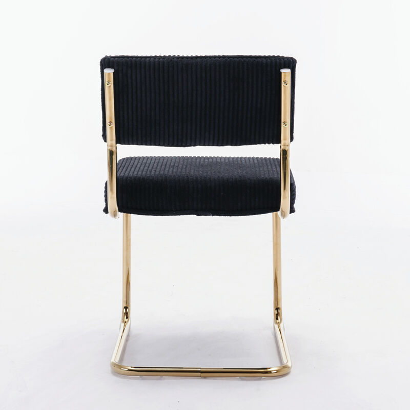 2 Modern Black Corduroy Dining Chairs