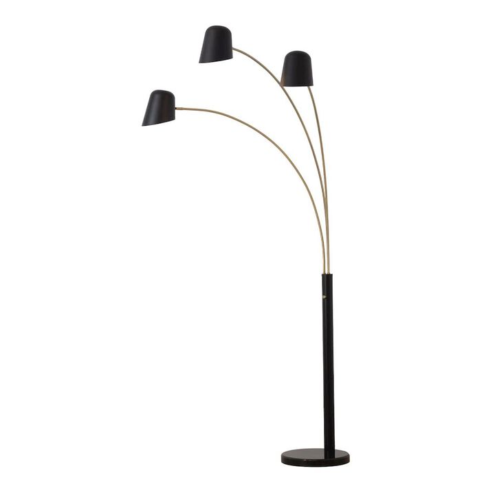 NOVA OF CALIFORNIA Culver 3 Light Arc Floor Lamp - 86, Matte Black & Weathered Brass