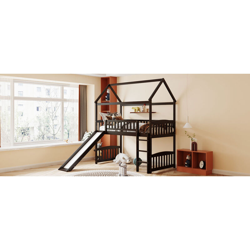 Twin Loft Bed With Slide, House Bed With Slide