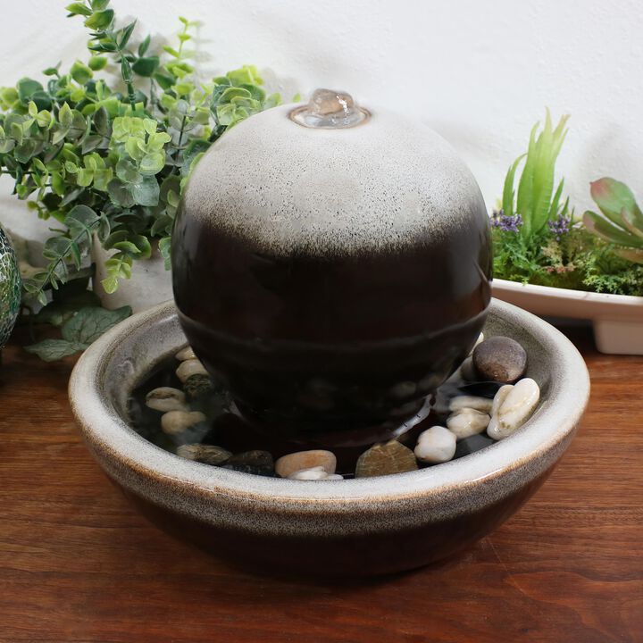 Sunnydaze Modern Orb Ceramic Indoor Water Fountain - 7 in