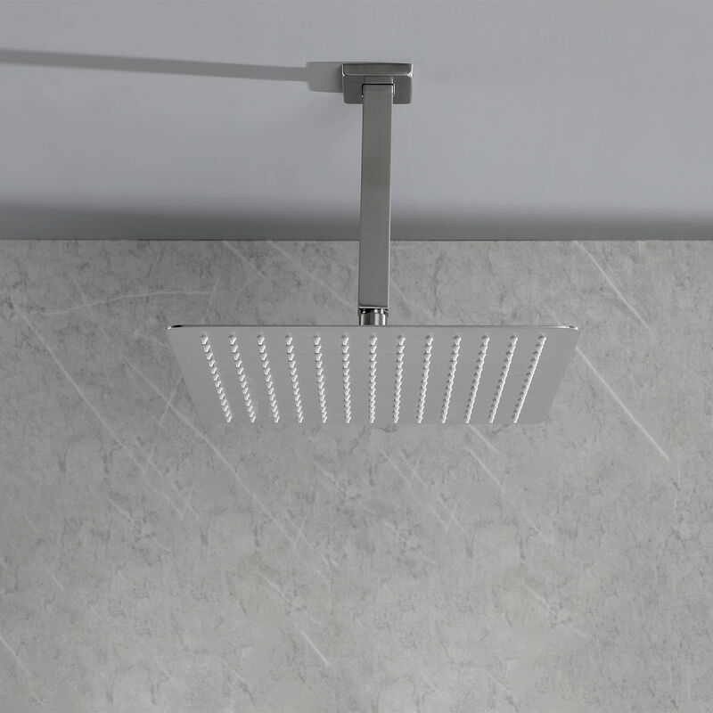 304 Stainless Steel Square Rain Shower Head, High Pressure with Self-Cleaning Nozzle for Full Body Coverage