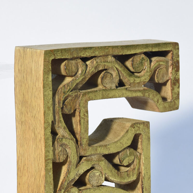 Vintage Natural Gold Handmade Eco-Friendly "F" Alphabet Letter Block For Wall Mount & Table Top Décor