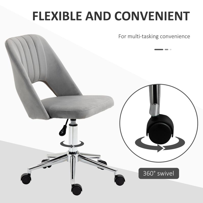Gray Velvet Task Chair: Executive Mid Back with High-End Gas Lift