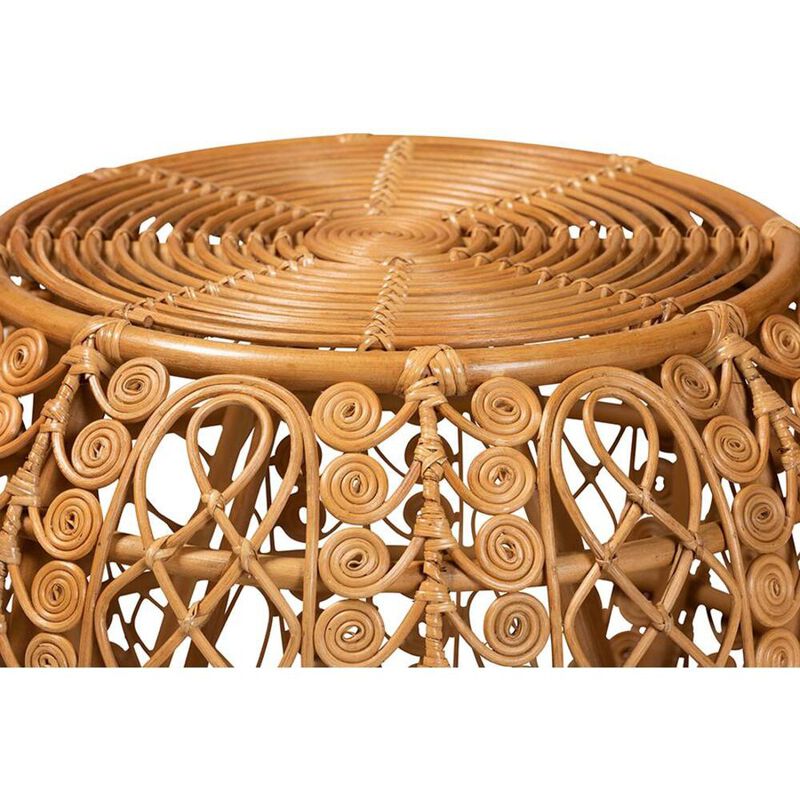 bali & pari Tiramisu Modern Bohemian Natural Brown Rattan Coffee Table