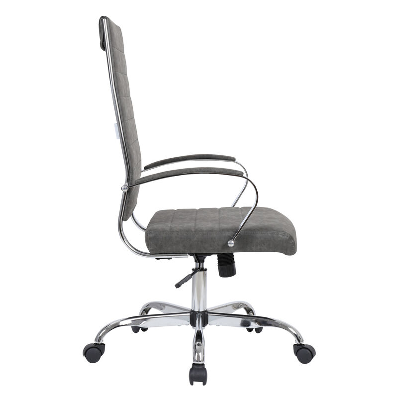 LeisureMod Benmar High-Back Mid-Century Modern Swivel Leather Office Chair – Ergonomic Executive Desk Chair with Adjustable Height, Tilt, and 360-Degree Swivel for Home and Office Comfort
