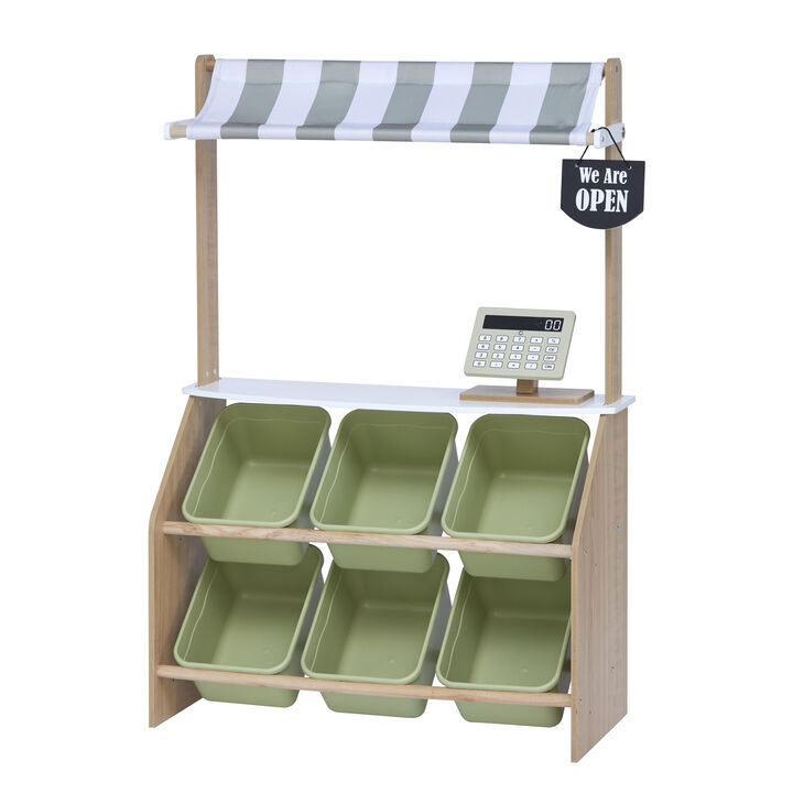 Teamson Kids - Little Helper Market Play Stand Play Kitchen - Olive Green