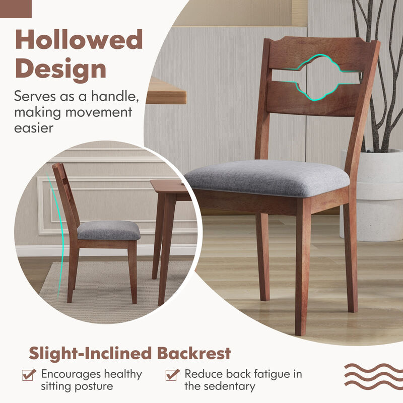 Dining Chair Set of 2 Fabric Upholstered Kitchen Chairs with Padded Seat and High Back