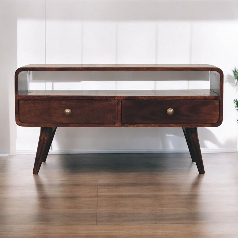 Artisan Furniture Solid Wood Curved California Walnut Media Unit