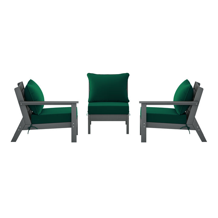 WestinTrends Outdoor Patio HDPE Sectional Sofa with Patio Cushions