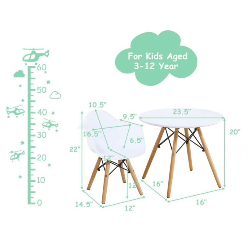 Hivvago 5 Piece Kids Modern Round Table Chair Set