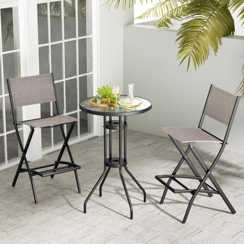 Hivvago Folding Bar Stools Set of 2 Backrest Humanized Footrest
