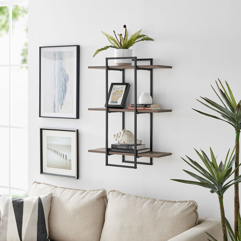 Antigua Crossed Double Rectangle 3-Tier Shelf Unit