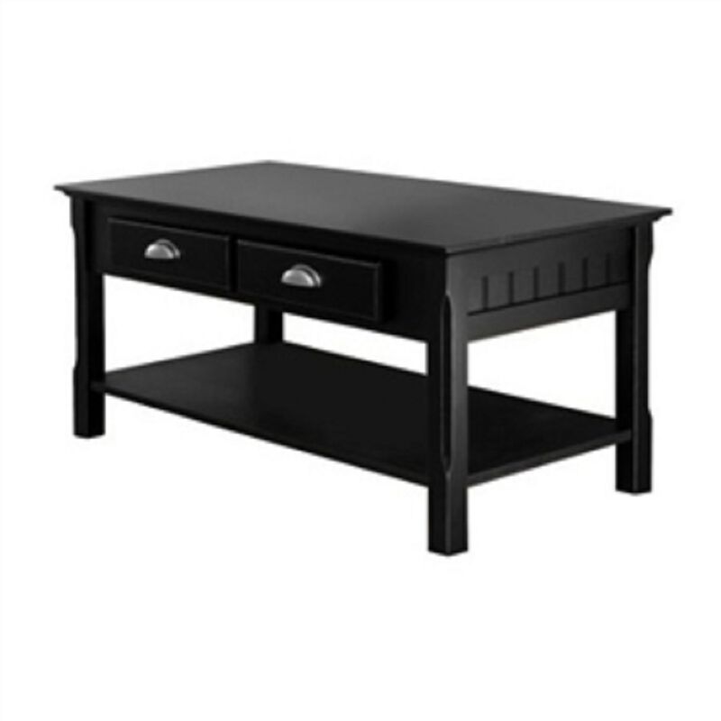 Country Style Coffee Table – Wood Design with 2 Storage Drawers for Living Room