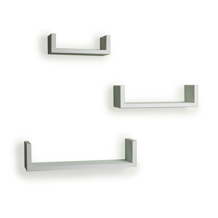 Floating 'U' Laminated Veneer Shelves (Set of 3)