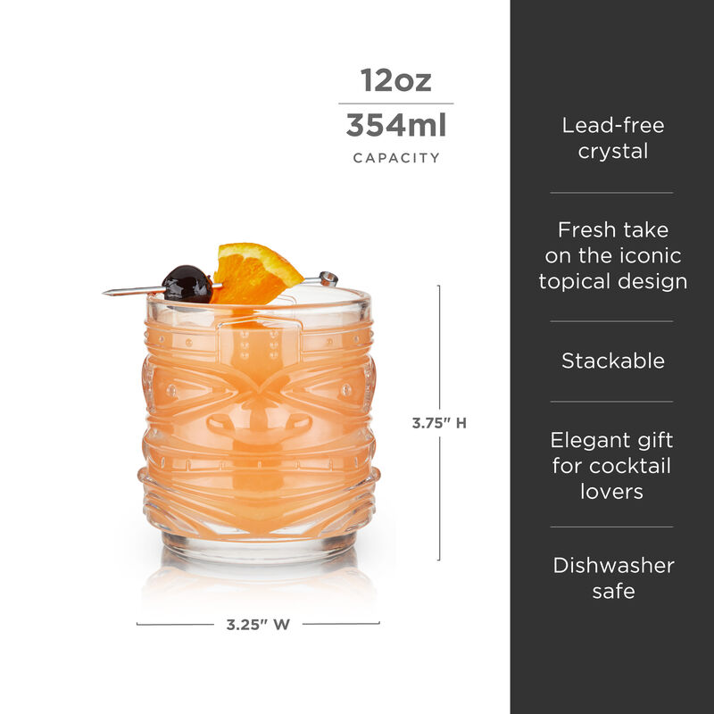 Pacific Crystal Tiki DOF Tumblers Set of 2