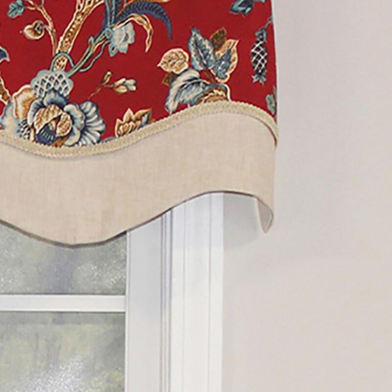 RLF Home Gianna Glory Valance Spa. 3" Rod Pocket, Layered, Trimmed. 50"W X 16"L