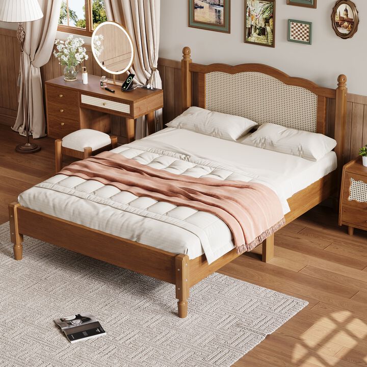 Merax Vintage Wooden Platform Bed