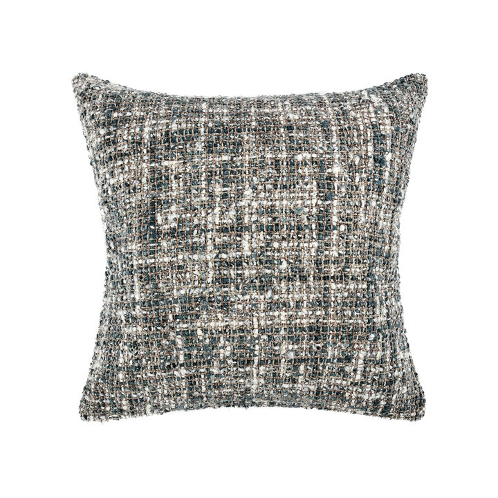 Ivy Square Accent Throw Pillow, 24 Inch Black Woven Cotton Blend - Benzara