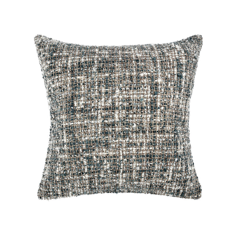 Ivy Square Accent Throw Pillow, 24 Inch Black Woven Cotton Blend - Benzara