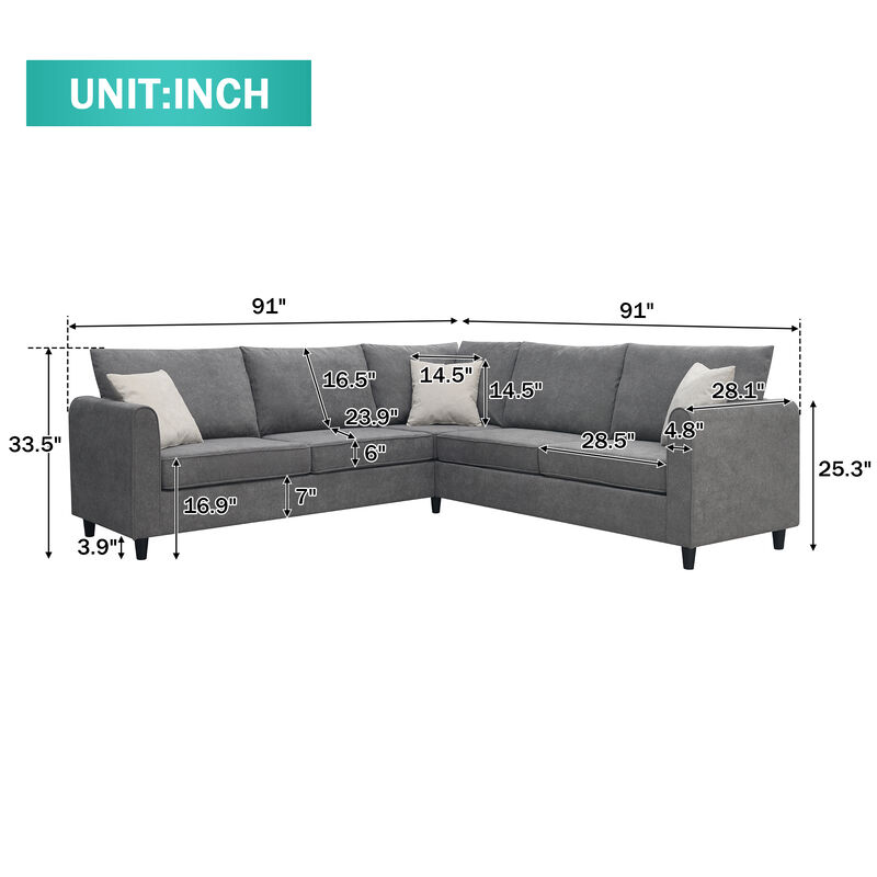 Merax Modern Upholstered Living Room Sectional Sofa