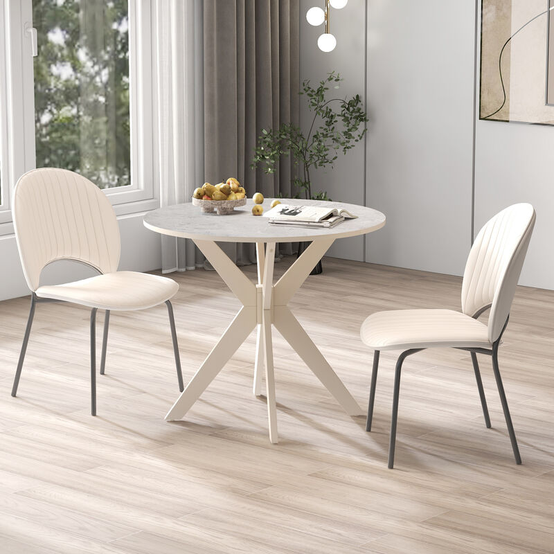 Modern Kitchen Table with Sleek Faux Marble Top – Stylish Dining Table for Small & Large Spaces