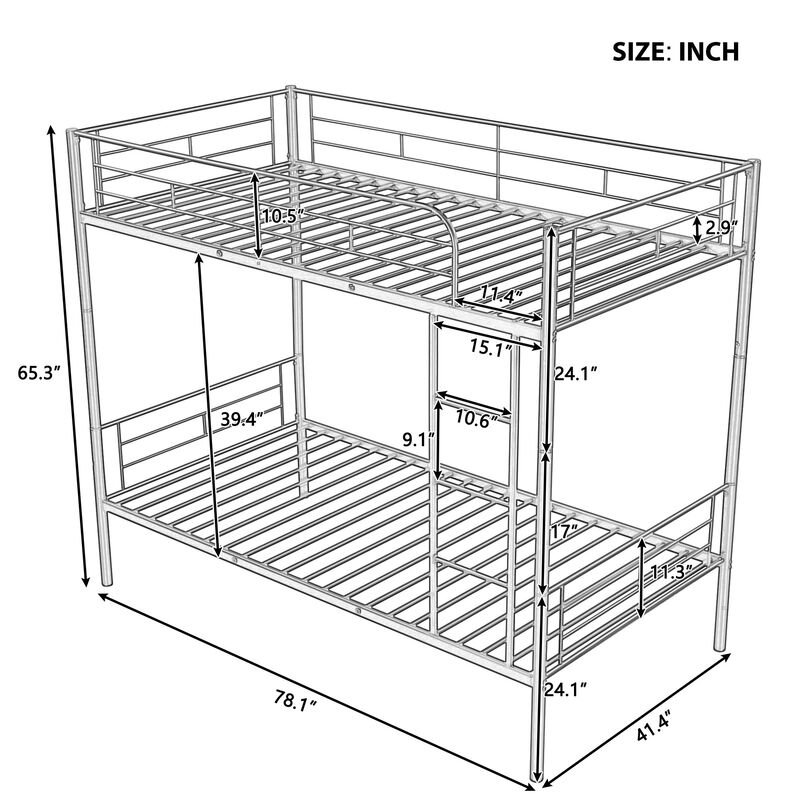 Merax Twin Over Twin Metal Bunk Bed
