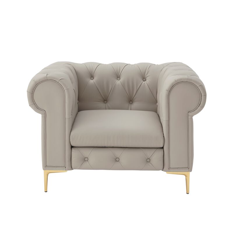 Nicole Miller Dezmond Leather PU Chesterfield Club Chair