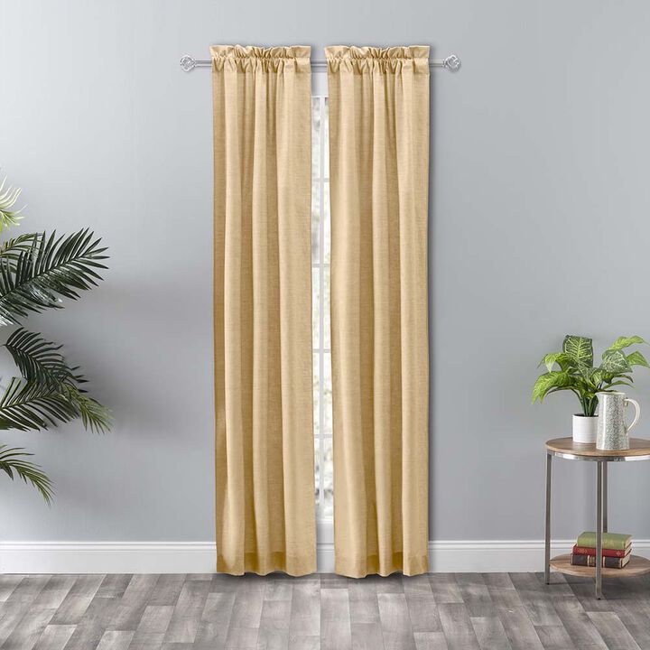 Ellis Curtain Lisa Solid Color Poly Cotton Duck Fabric Tailored Panel Pair with Ties