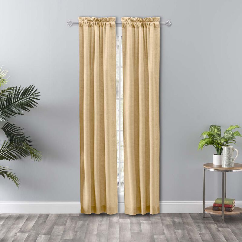 Ellis Curtain Lisa Solid Color Poly Cotton Duck Fabric Tailored Panel Pair with Ties