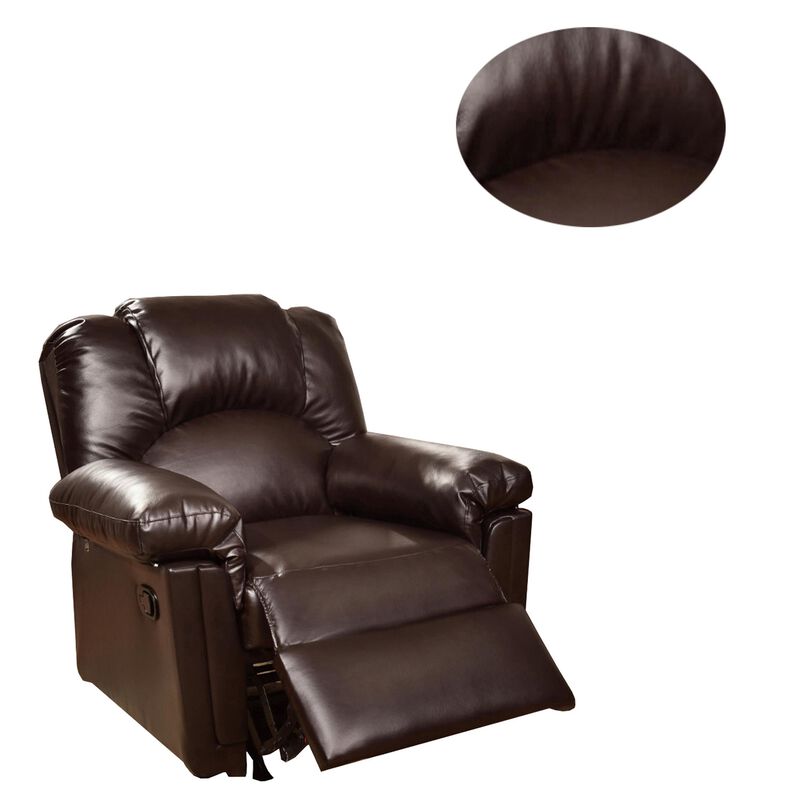 Bonded Leather Rocker/Recliner, Brown-Benzara