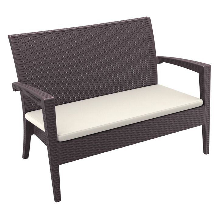 35" White Outdoor Patio Loveseat with Sunbrella Cushion