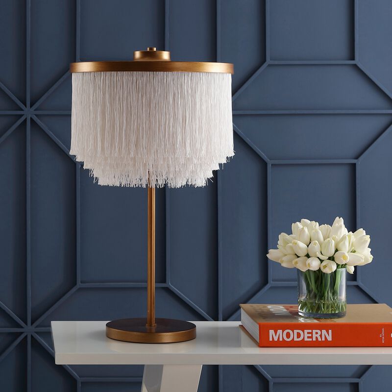 Coco Fringed/Metal LED Table Lamp