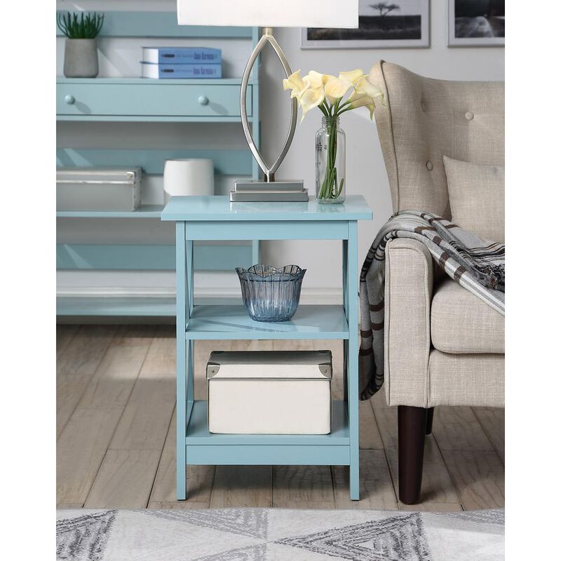 Convience Concept, Inc. Oxford End Table with Shelves Sea Foam Blue