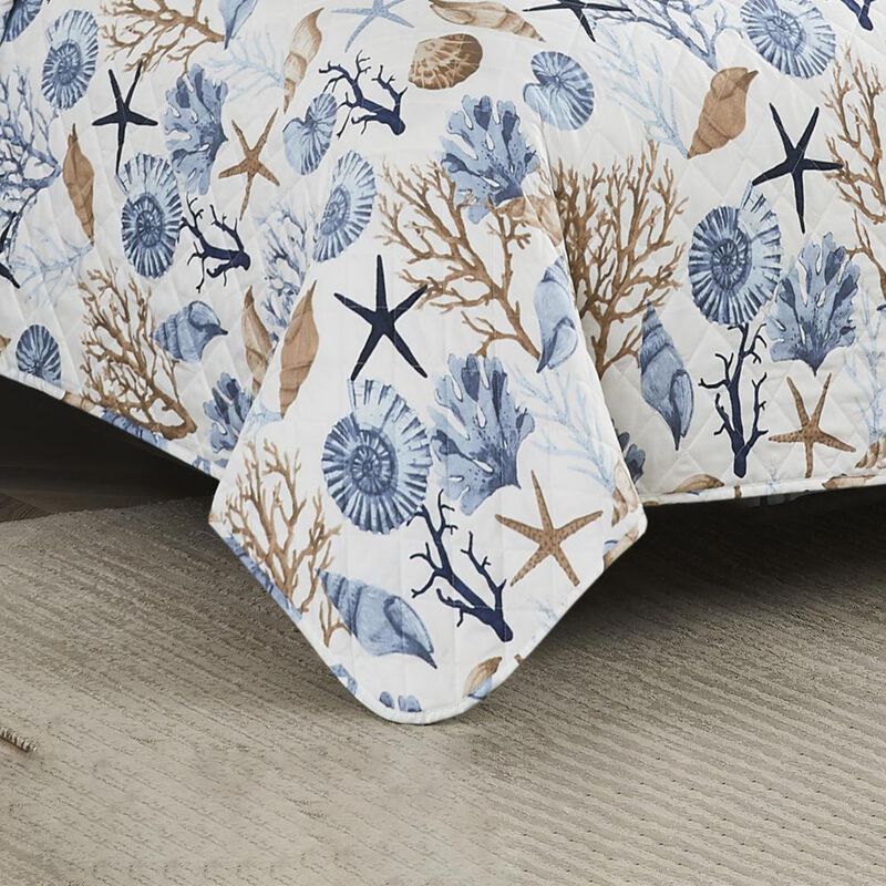 RT Designers Collection Melrose Reef 3-Pieces Elegant Stitched Quilt Set OB Queen Multicolor