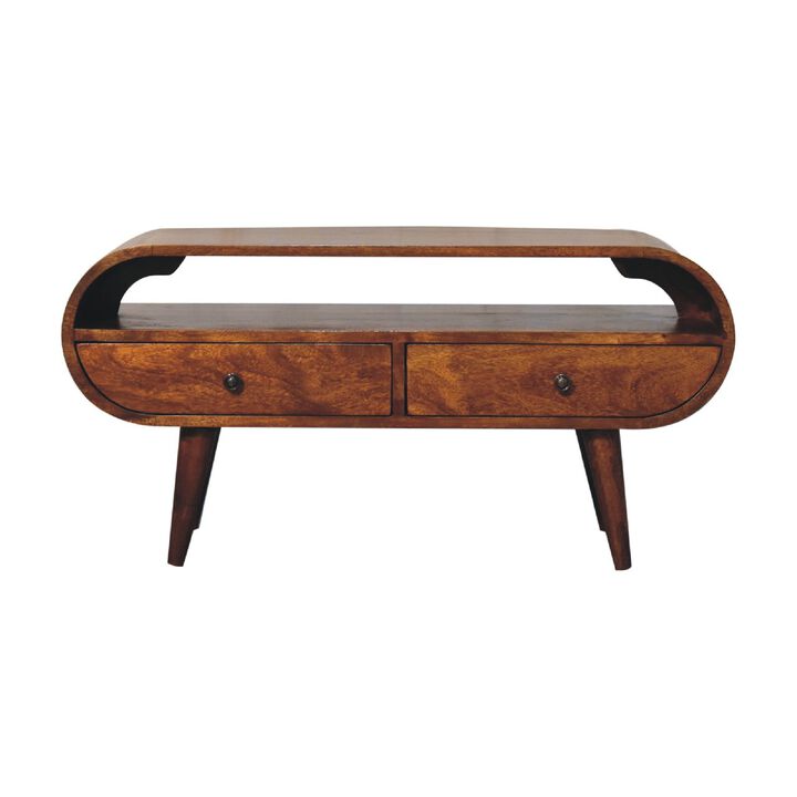 Artisan Furniture Chestnut Circular  Solid Wood 2 Drawer TV Stand
