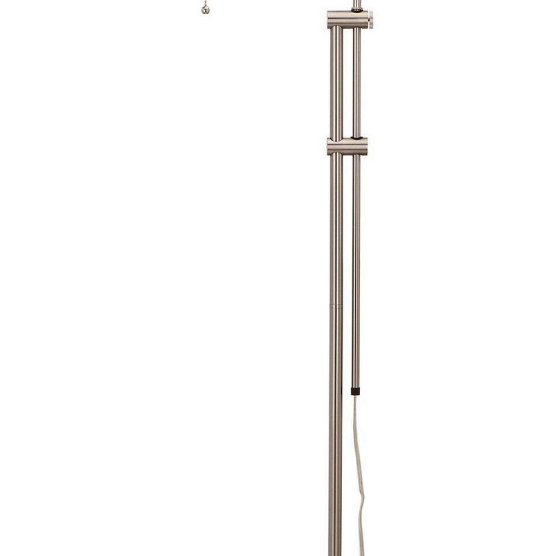 Metal Rectangular Floor Lamp with Adjustable Pole, White-Benzara