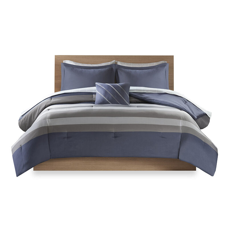 Gracie Mills Tavish Striped Comforter Set with Matching Bed Sheets